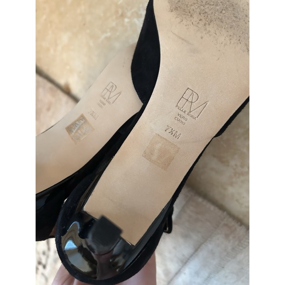 Pelle Moda Uliss Ankle Strap Kitten Heel Shoes Black Velvet 7.5 M - Picture 6 of 7